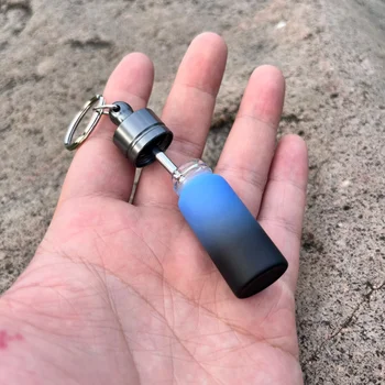 2 ks/sada skleněných lahviček s lžičkami, přenosná malá kapesní krabička na koření, dávkovač koření, lahvička, nepropustné lahvičky, úložný prostor s klíčenkou 10 nejlepší prodej Klíčenka s kořením - №3