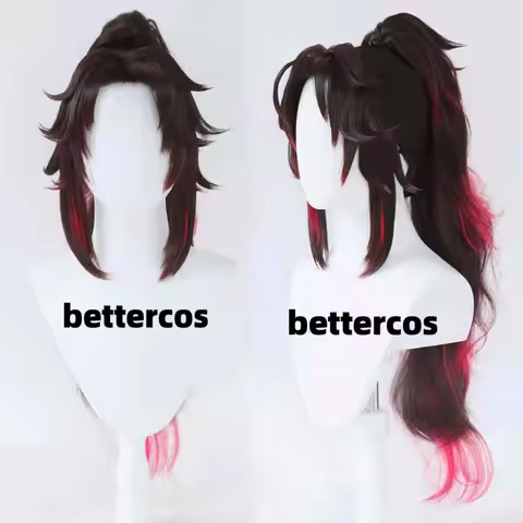 Tsugikuni Yoriichi Cosplay Wig Black Red Mixed Wig Cosplay Anime Wig Heat Resistant Synthetic Wigs