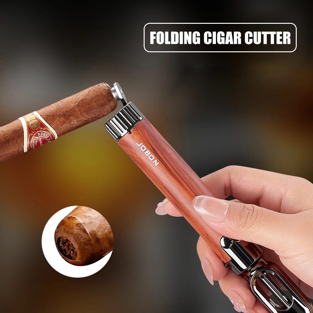 JOBON Blue Flame Cigar Lighter Rocker Arm Ignition Visible Gas Window Safety Buckle Design Creative Design Metal Body view 3