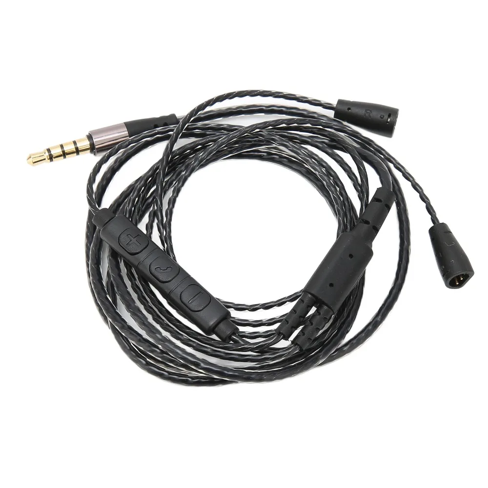 3.5mm Plug Headphone Audio Cord with Volume Control and Mic Function 130cm / 51.2in Braided Wire for IE 8 IE 80