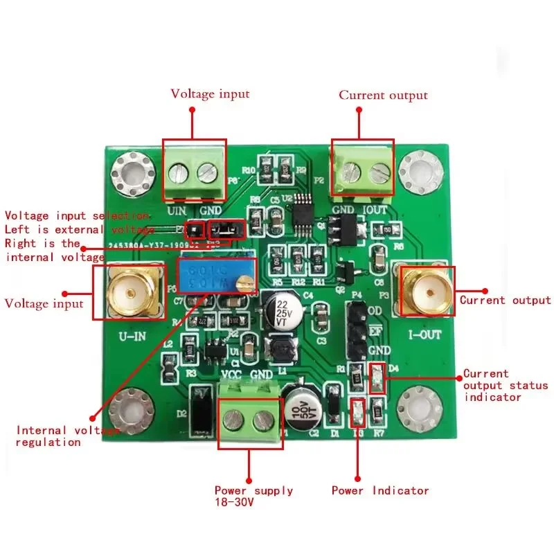 High Precision V to I Converter Module, 0-5V to 0-25mA Current Transmitter, High Stability, 2-Wire Loop-Powered Board DIY XTR111