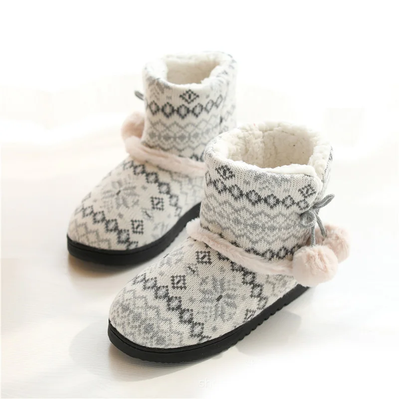 Comemore Weave Plush Slides 2022 Winter Fur Home Boots Slippers Women Warm Cotton Flat Platform Indoor Shoes Women Cozy Slipper