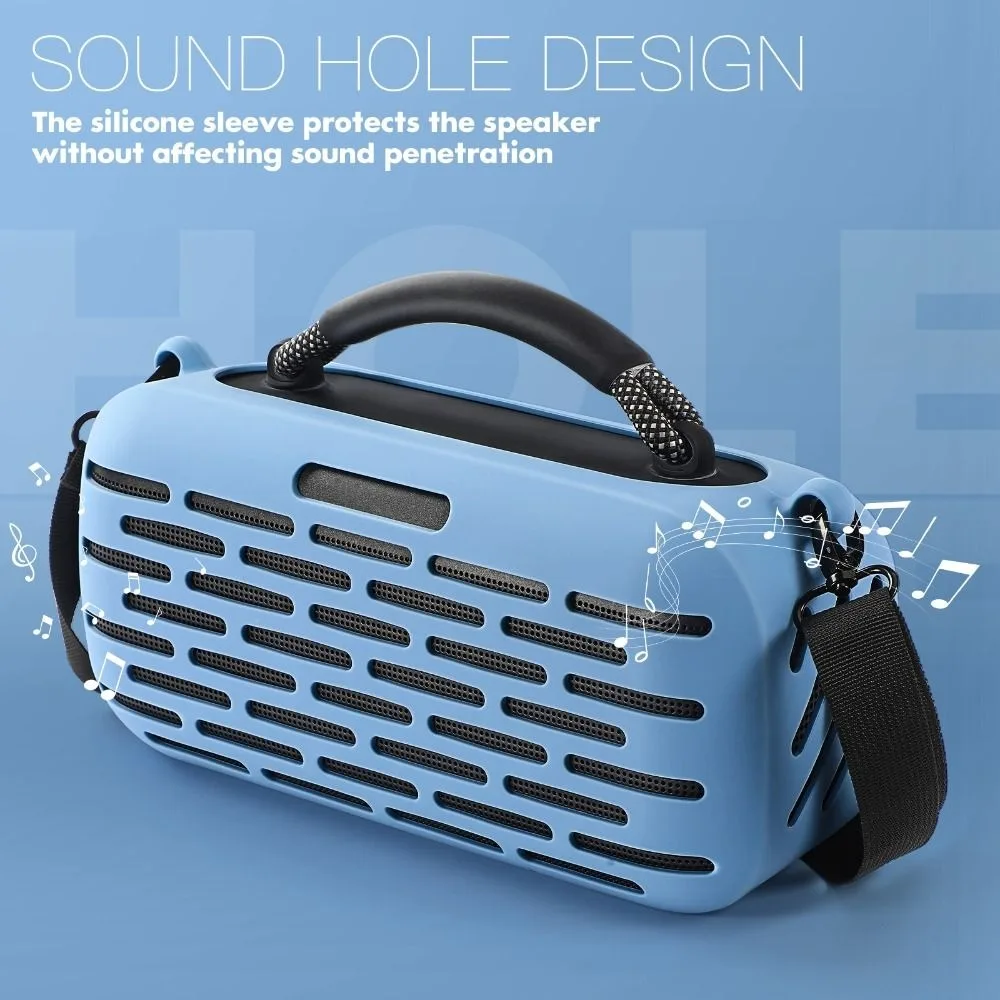 Anti-Drop Bluetooth Speaker Storage Bag with Shoulder Strap Anti-Scratch Storage Box Silicone Shockproof for Bose SoundLink Max