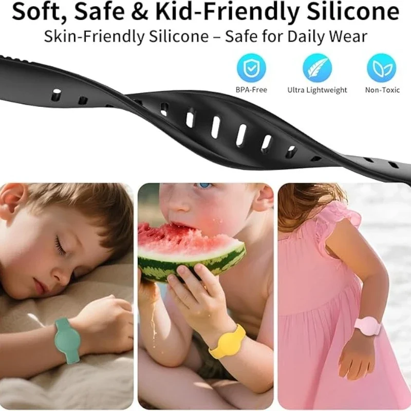 For AirPods, AirTag, Silicone Waterproof Wristband, Anti-Lost Protective Case for Kids, Adults