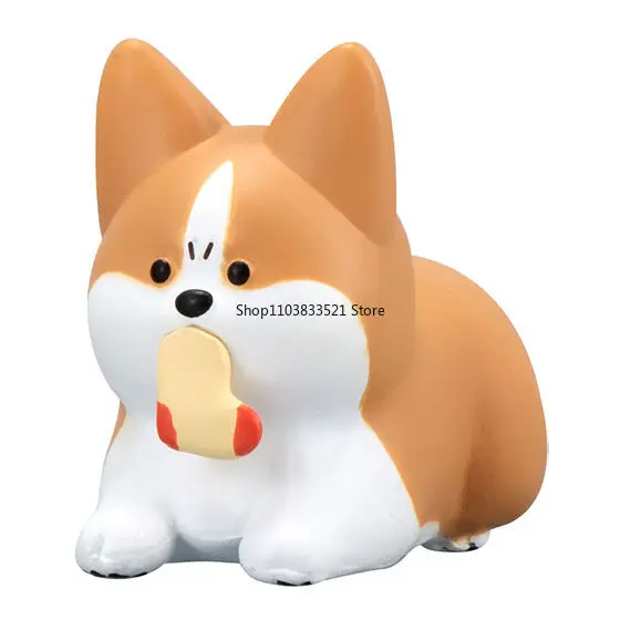Original anime irritado bonito animal de estimação gashapon brinquedos shiba inu corgi fronteira collie figuras de ação modelo ornamentos desktop presente surpresa