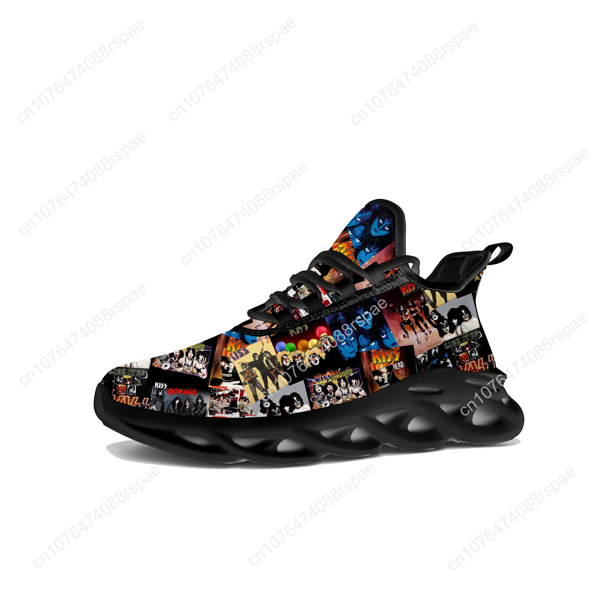 Kiss Metal Rock Band Flats Sneakers Mens Womens Sports Running Shoes High Quality Sneaker Lace Up Mesh Footwear Customize Shoe