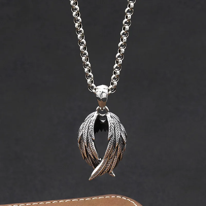 

Retro angel wings necklace men's and women's sterling silver wings pendant stylishcouple silver jewelry wholesale