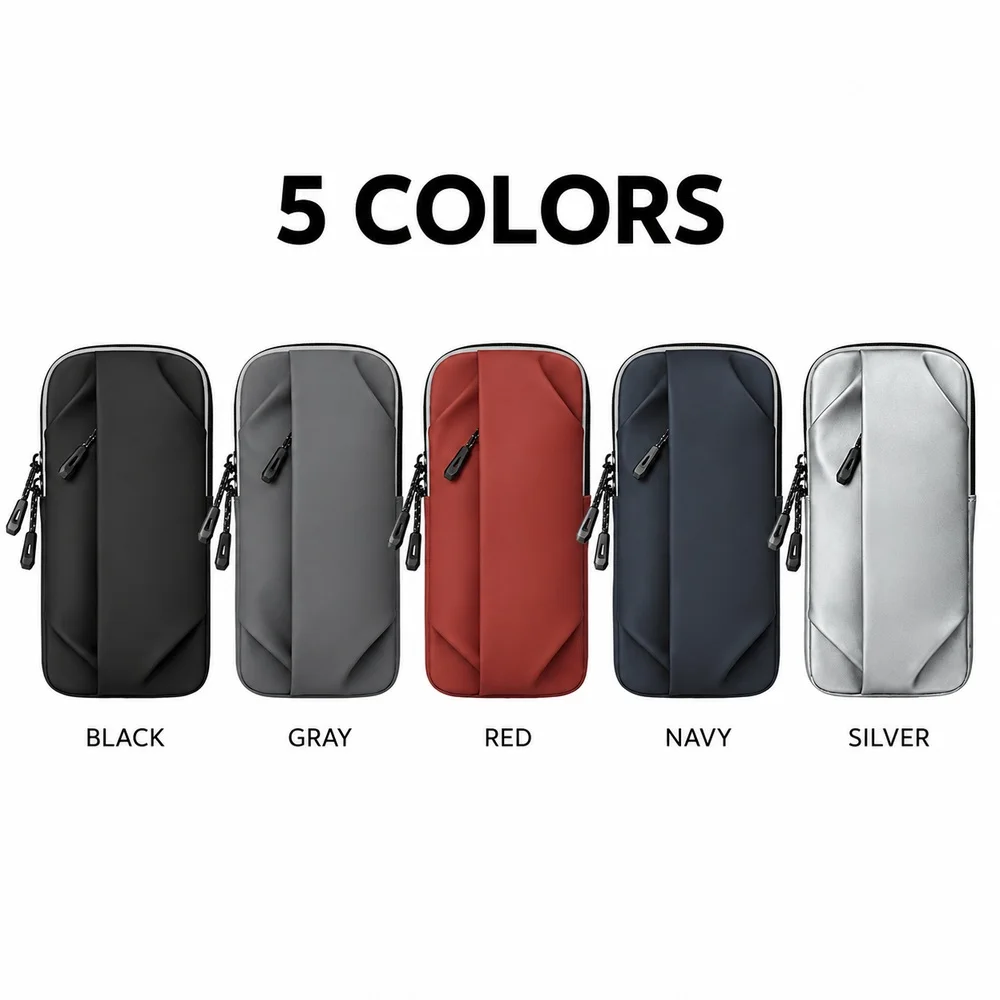 Waterproof Style Sport Armband Phone Bag Detachable Shoulder Strap Double Zipper Pouch for Running Fitness Cycling Outdoor Trave