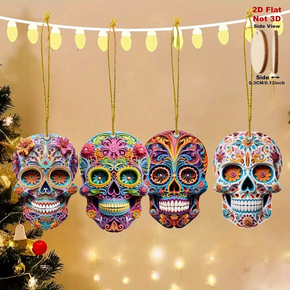 2D Flache Wandmasken, vielseitige Feiertagsdekoration für Zuhause, einfach aufzuhängen, kein Werkzeug erforderlich, keine Stromversorgung nötig, Halloween, Weihnachten, Tag der Toten – Detail 5