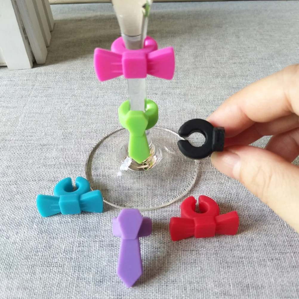 

6pcs Silicone Wine Glass Markers Heat Resistant Non Slip Cup Identifiers For Parties Christmas Birthday Decorations Glass