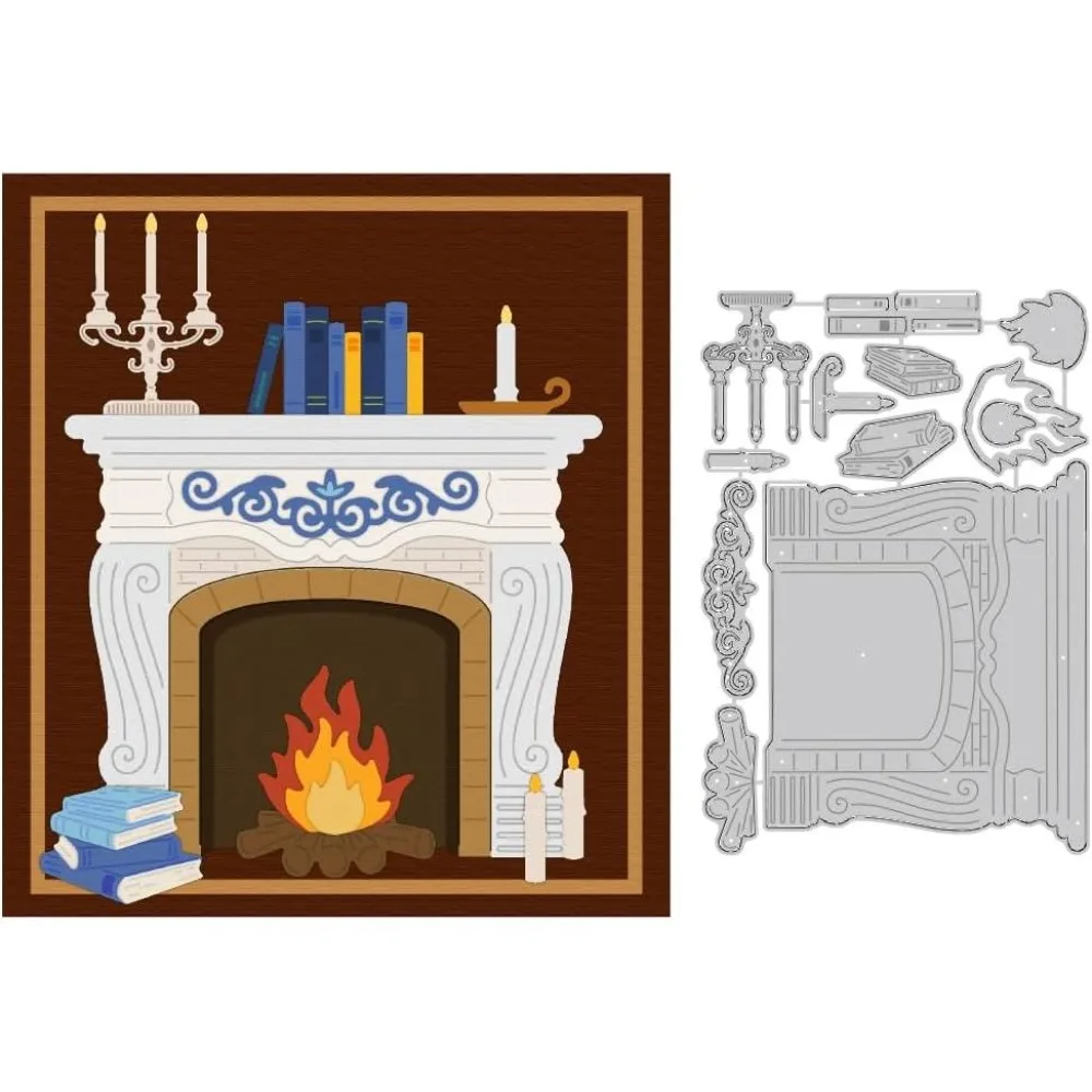 Kamin-Stanzformen für Kartenherstellung, Bücher, Kerzen, Metallschablonen, Scrapbooking, Prägeschablonen für Grußkarten