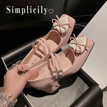 

Love Square Head Big Thick Heels with Mary Jane Single Shoes Female Lolita Design Sense, Small and Sweet High Heels Spring 2024