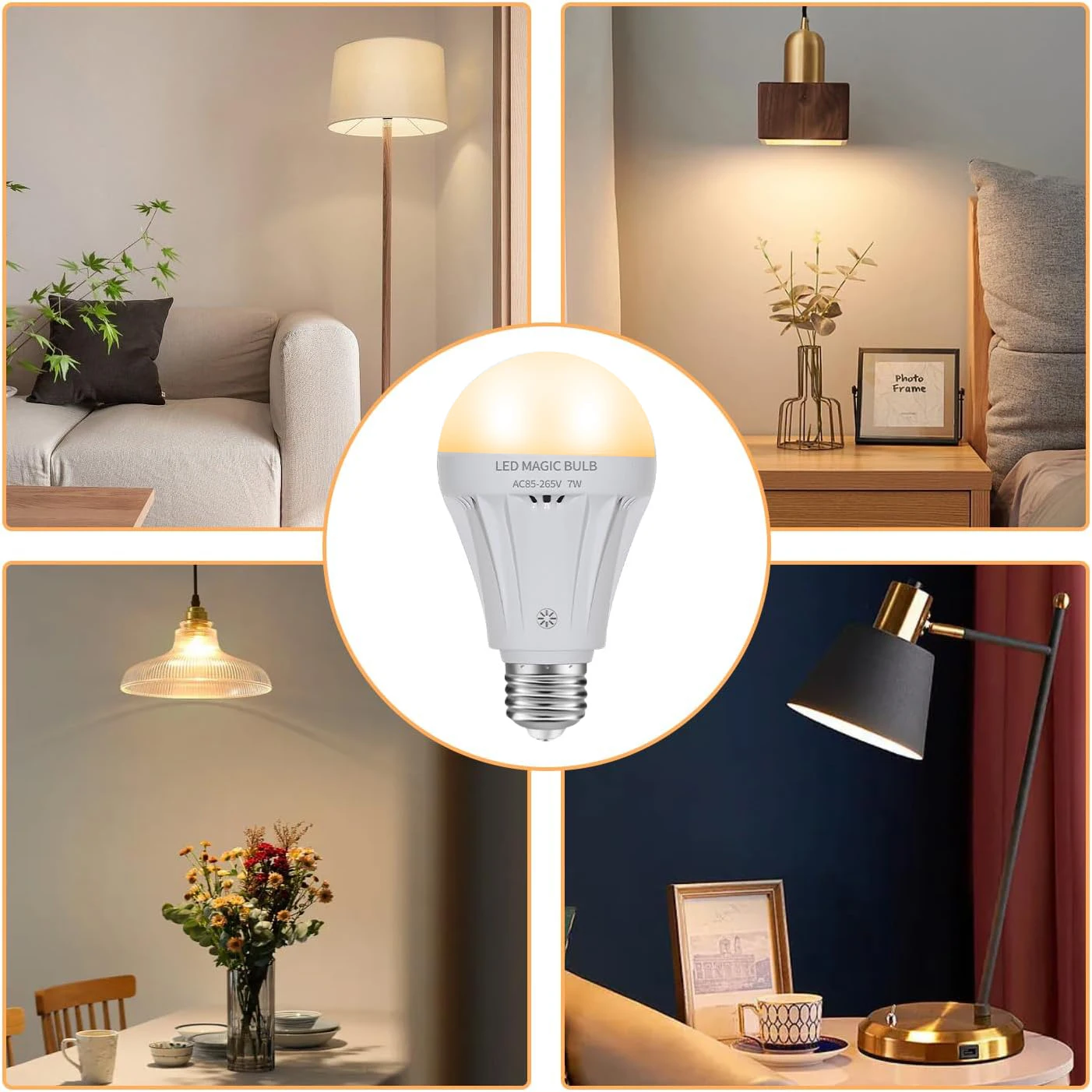 Rechargeable Light Bulbs, LED Magic Bulb with Remote Controller Warm White Emergency Lamp Without Warm