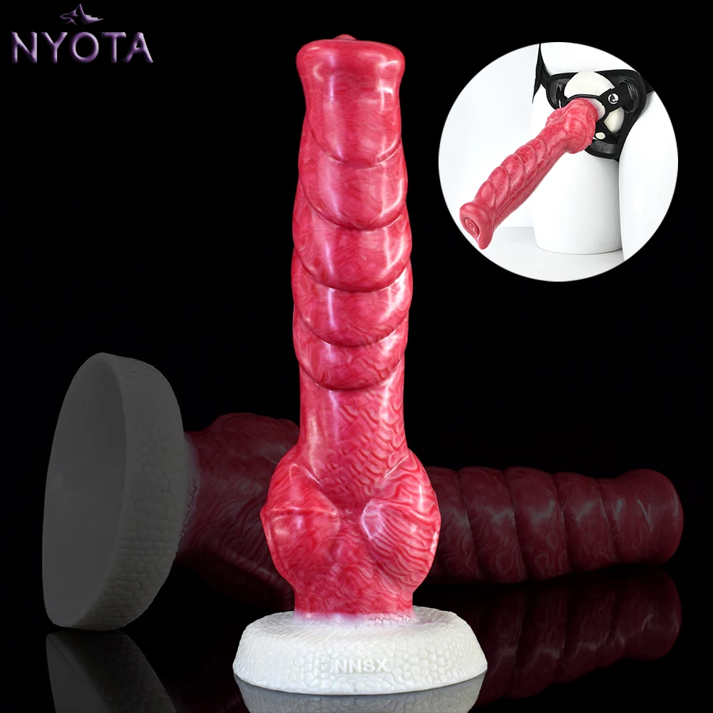 

NYOTA Strapon Anal Plug Ribbed Monster Dildo For Female Male Masturbator Wearable Soft Penis With Knot Cock Sex Toy For Adult 18