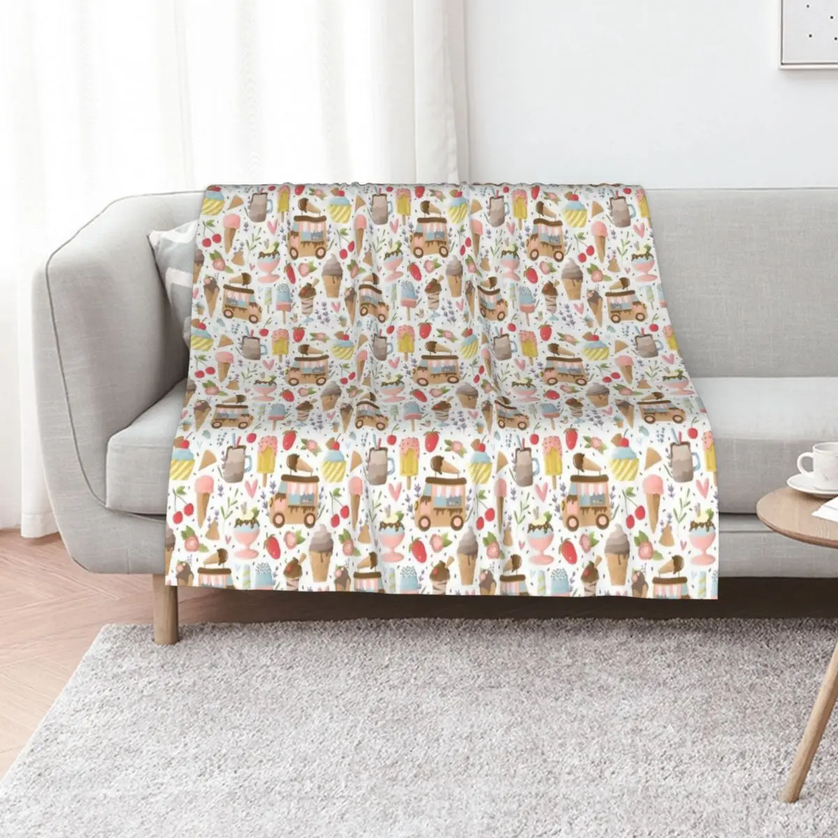 Ice Cream Truck Throw Blanket cosplay anime Soft Plush Plaid Thin Luxury Designer Stuffeds Soft Beds Blankets