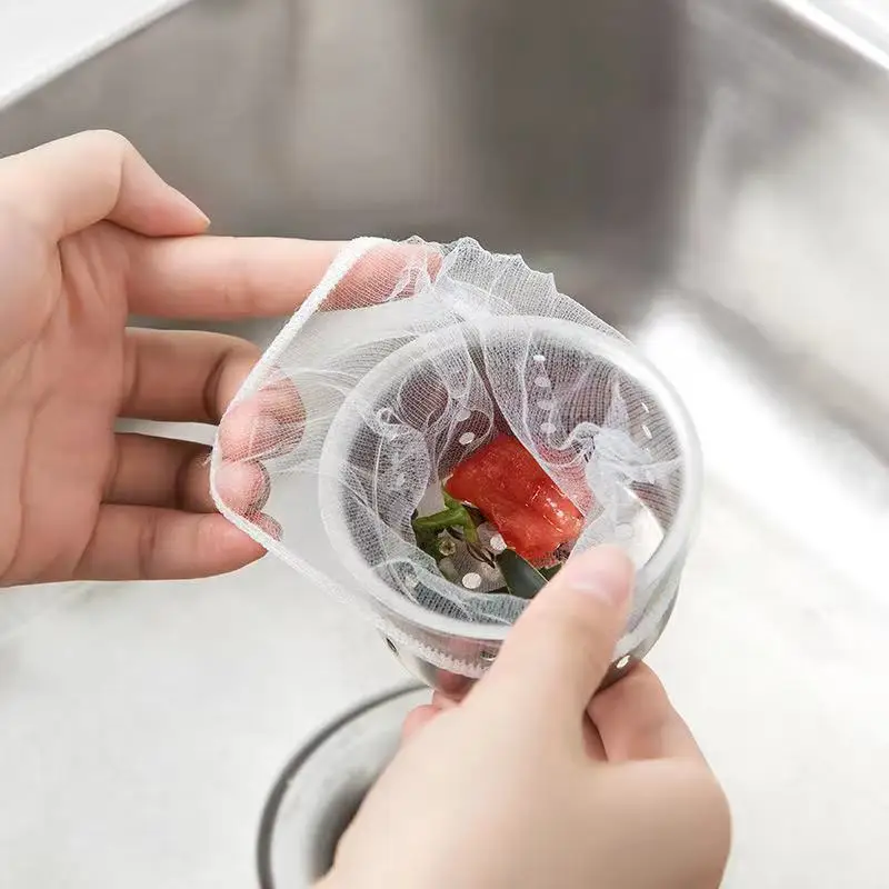 30pcs/bag Large Capacity Disposable Kitchen Sink Strainer Mesh Bag for Collecting Food Waste and Leftovers