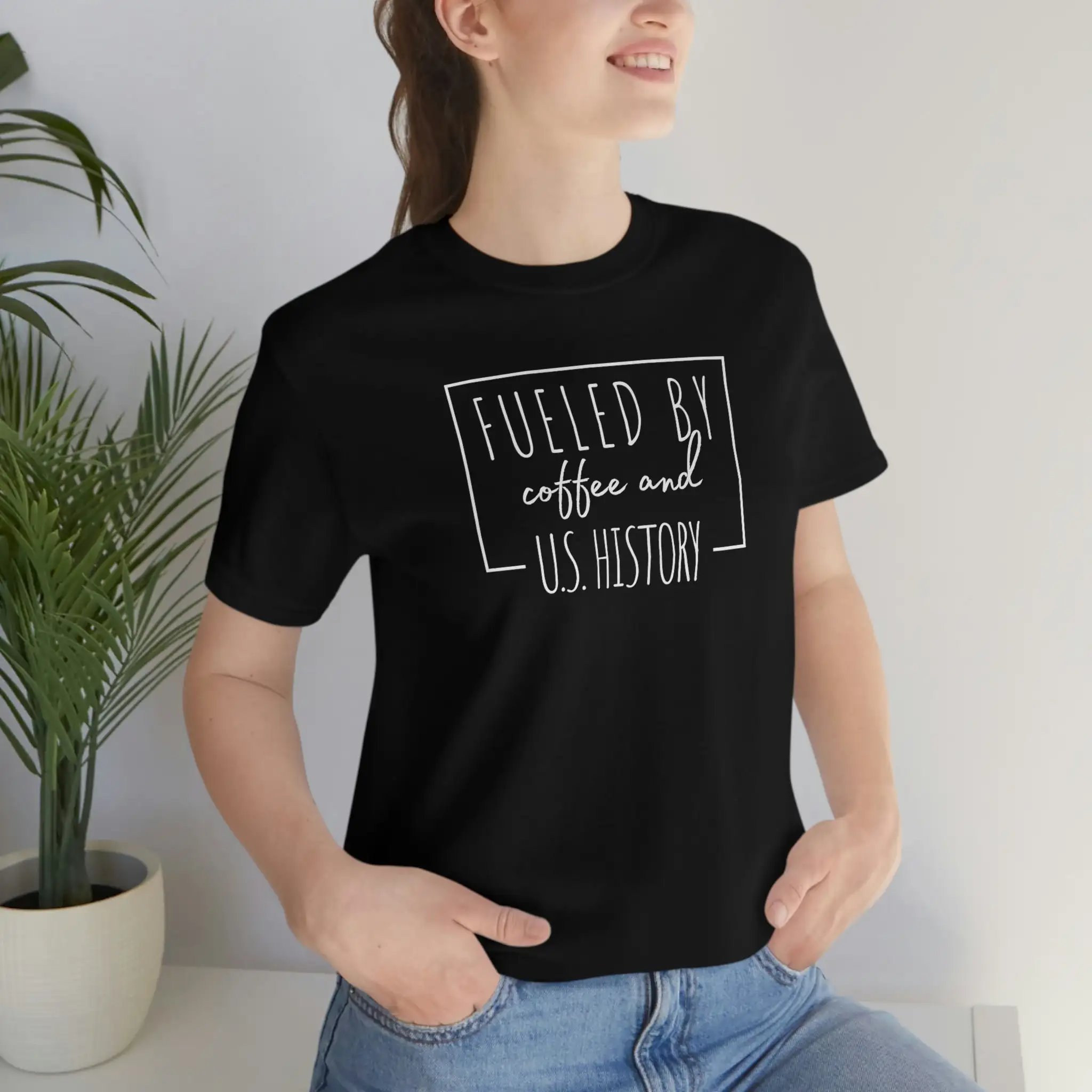 US History Funny shirt fueled by coffee and teacher short sleeve