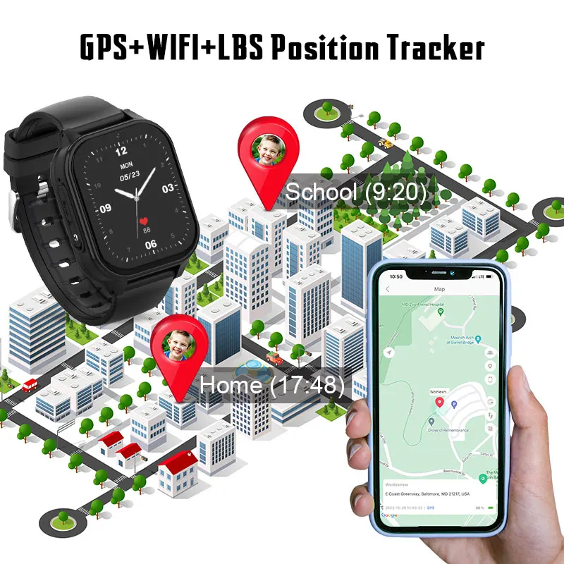 Reloj inteligente Wonlex para niños 4G SOS GPS reloj de pulsera Whatsapp KT19Pro Android8.1 con cámara de videollamada reloj inteligente para niños