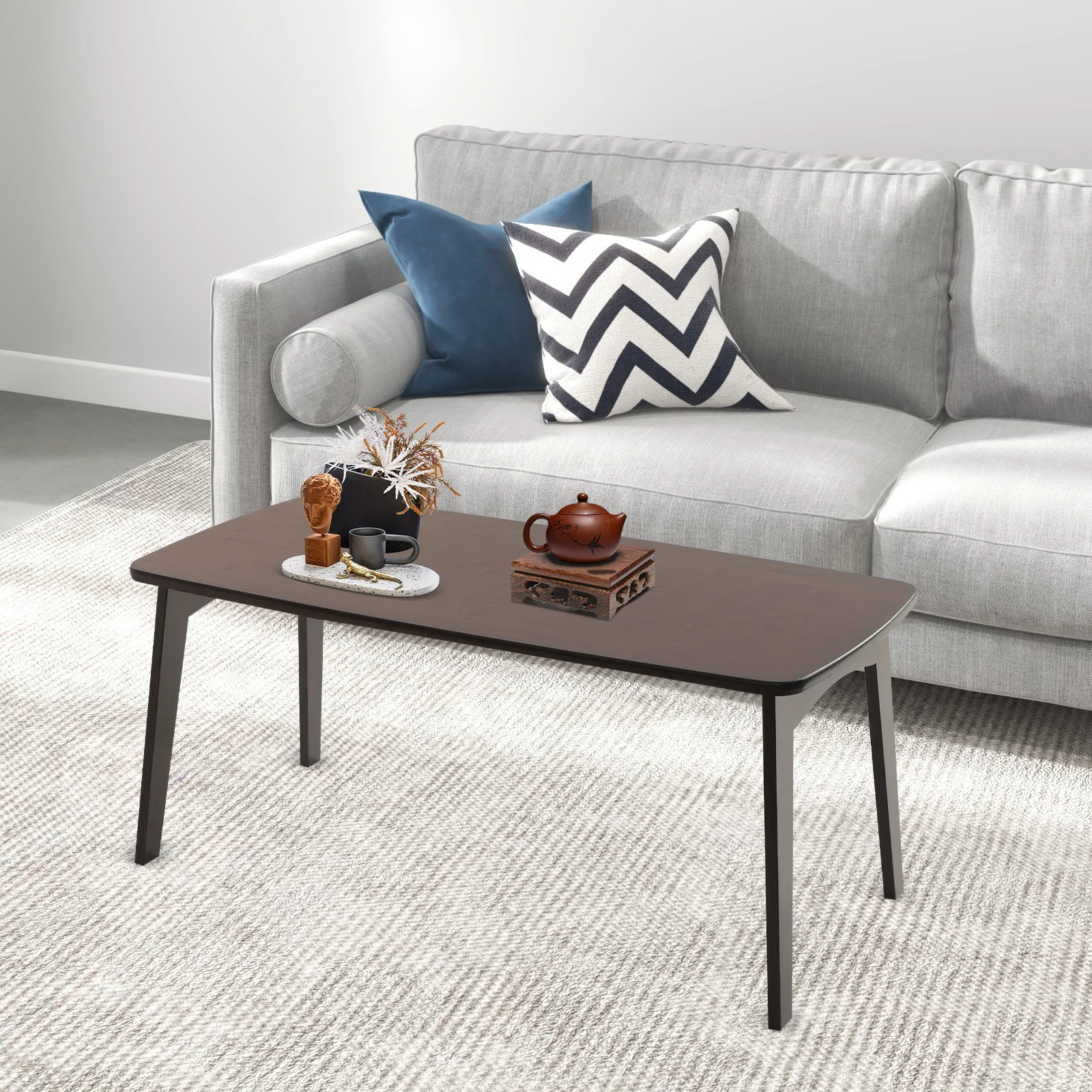 

Folding Floor Table Bamboo Wood Coffee Table, Portable Coffee Table to enjoy Tea, Study, Work, Read 80*40*35 cm, (Walnut Color)