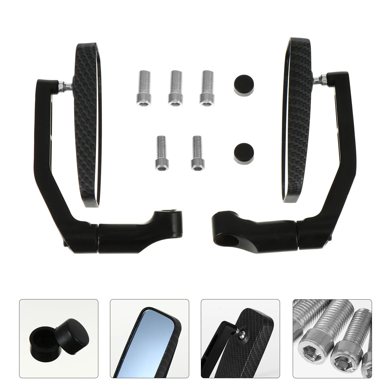 

2Pcs Motorcycle Rear View Mirror Aluminum Bar End Side Foldable 360 Degree Rotation Adjustable Scooter Bike Motorbike Wide Field