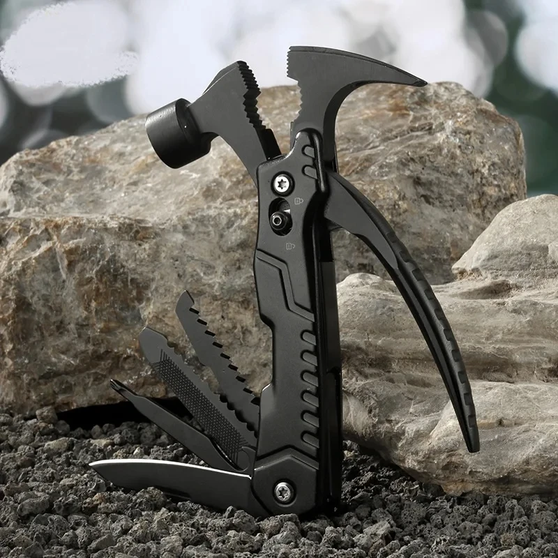 أدوات النجاة في حالات الطوارئ في الهواء الطلق مطرقة قابلة للطي للمغامرة استكشاف الهروب الإنقاذ الذاتي لوازم التخييم أداة متعددة محمولة