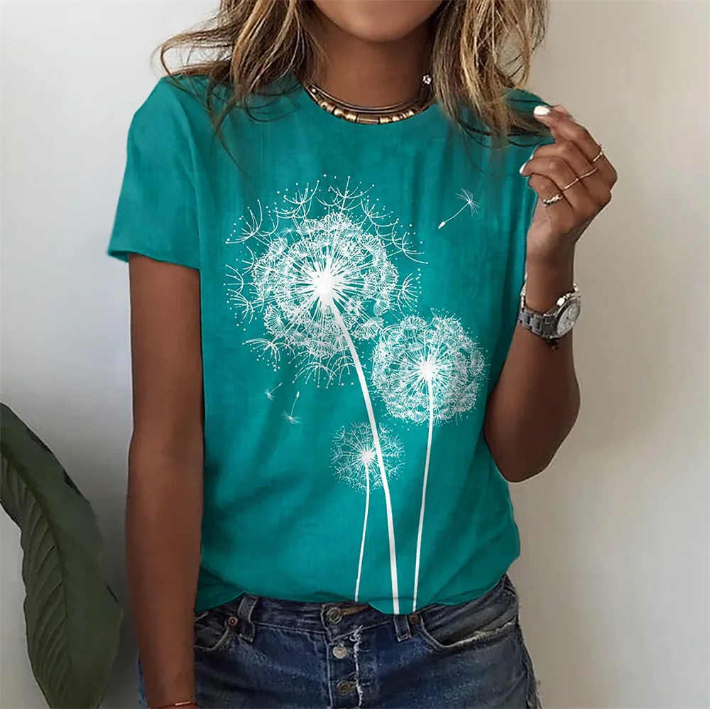 New 3D Flower Printing T-shirt for Women's Summer Tops Tees Fashion Casual Female T Shirt Oversized Y2k Woman Gilrs Clothing