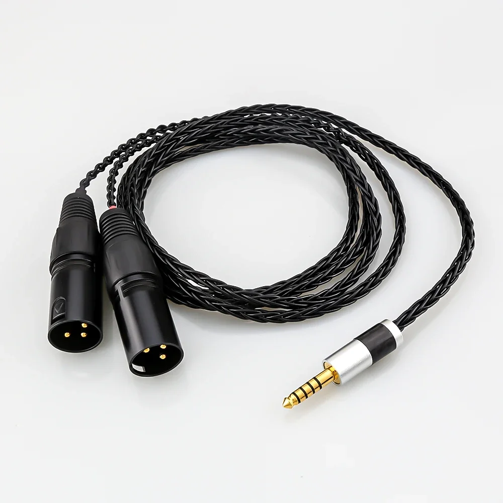 HiFi Black High Quality 8 Cores Silver Plated 4.4mm Balanced Male to Dual 2x 3pin XLR Balanced Male Audio Adapter Cable