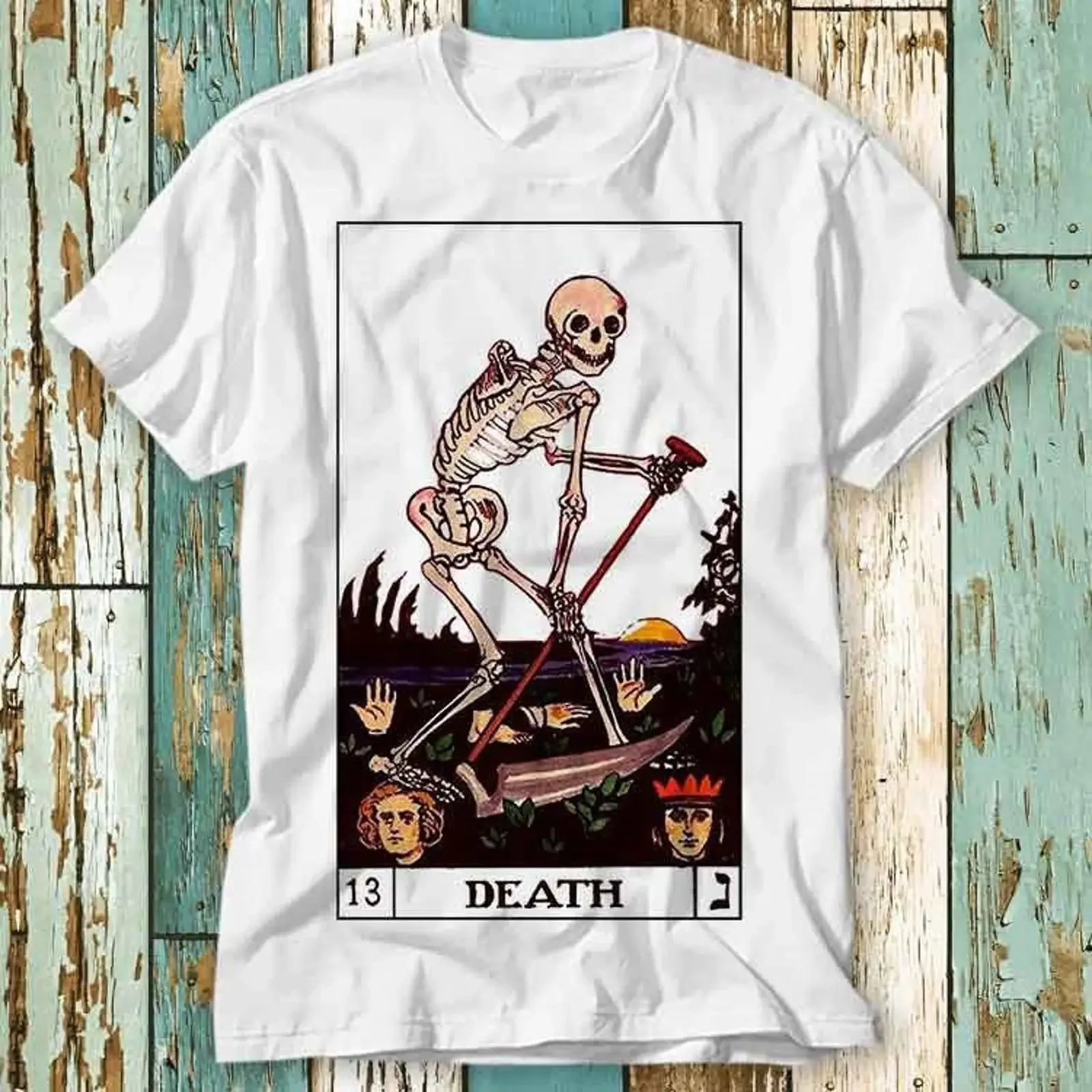 Tarot Card Death Skeleton Fortune Teller T Shirt Top Design Ladies Mens Retro Fashion Vintage S782 vintage Washed streetwear