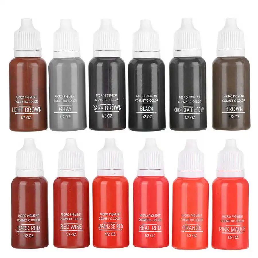 

6pcs/set Semi-Permanent Makeup Eyebrow Lip Tattoo Pigments Ink Plant Extract Beauty Inks Microblading Tattoo Ink Pigment Set