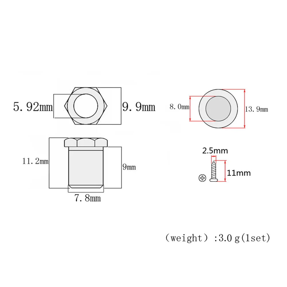 

10pcs Hex Threaded Bushing Ferrules Mounting Screw For Ukulele Guitar Tuning Peg Replacement String Post Nut Metal