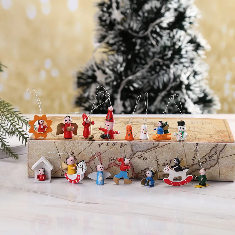 Christmas Decorations Wholesale Wooden Small Pendants Decorate The Christmas Tree 48-piece Gift Box Christmas Decorations