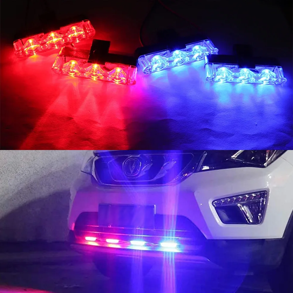 4 In 1 Red Blue Emergency Flash Lights 12V With Wireless Remote Control Strobe Grille Light Assembly for Cars Truck Van SUV