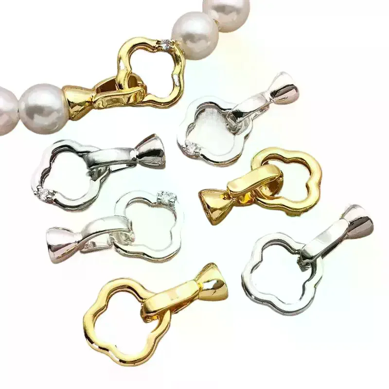 3/5 قطعة Of18K النحاس مطلي حقيقية الذهبي سميكة فضي الأبيض الذهبي البرسيم ربط مشبك ، DIY بها بنفسك صنع المجوهرات اكسسوارات