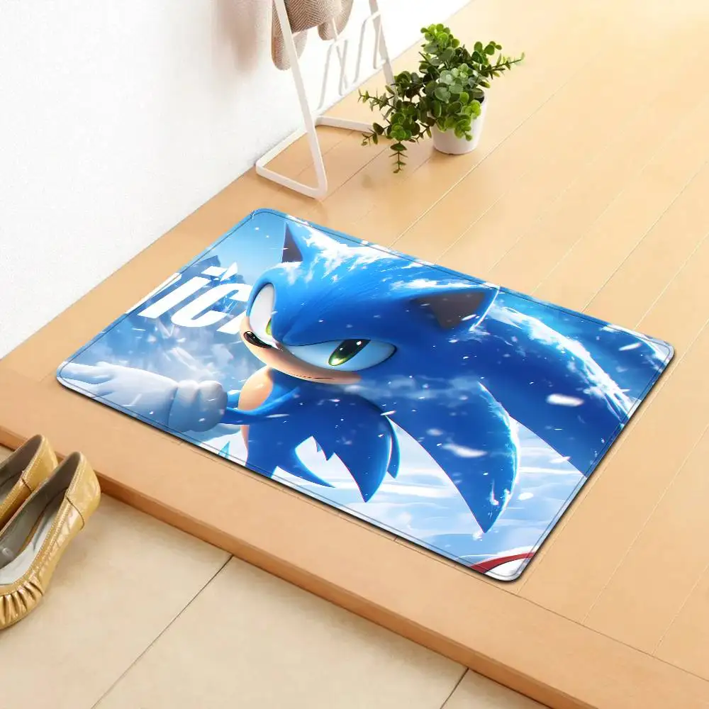 S-Sonic Fast Game Door Mat Kids Room Bedroom Decoration Balcony Anti-Slip Doormat Living Room Doormat Area Rug
