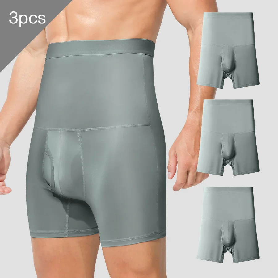 

3 шт. Мужское спортивное нижнее белье: шорты с завышенной талией, завязками на поясе, удлиненные, с защитой от натирания ног, защищающие талию, плоские угловые шорты