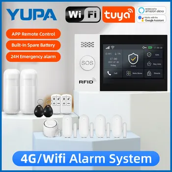 2g/4g sem fio alarme de casa sms completo sistema de alarme contra roubo com sirene de alarme 120db display lcd inteligente compatível tuya app