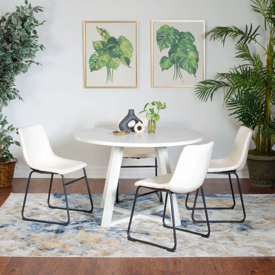 

Varna 5Piece Round Dining Set Trestle Dining Table with 4 Stylish Chairs