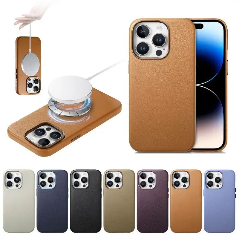 

Back Magnetic Phone Case For iPhone 16 Pro Max 15 14 Plus 13 Pro Solid Color Leather Back Cover