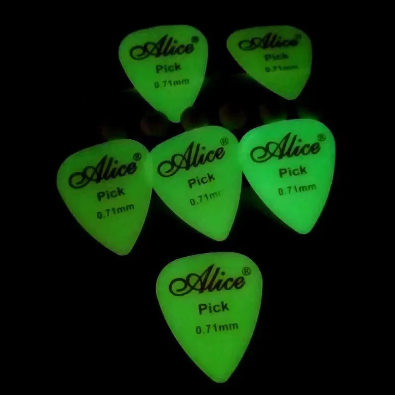 Alice Luminous Guitar Picks Fluorescent Acoustic Electric 0.58 - 1.5 mm Glow in the dark - 6 pieces pack