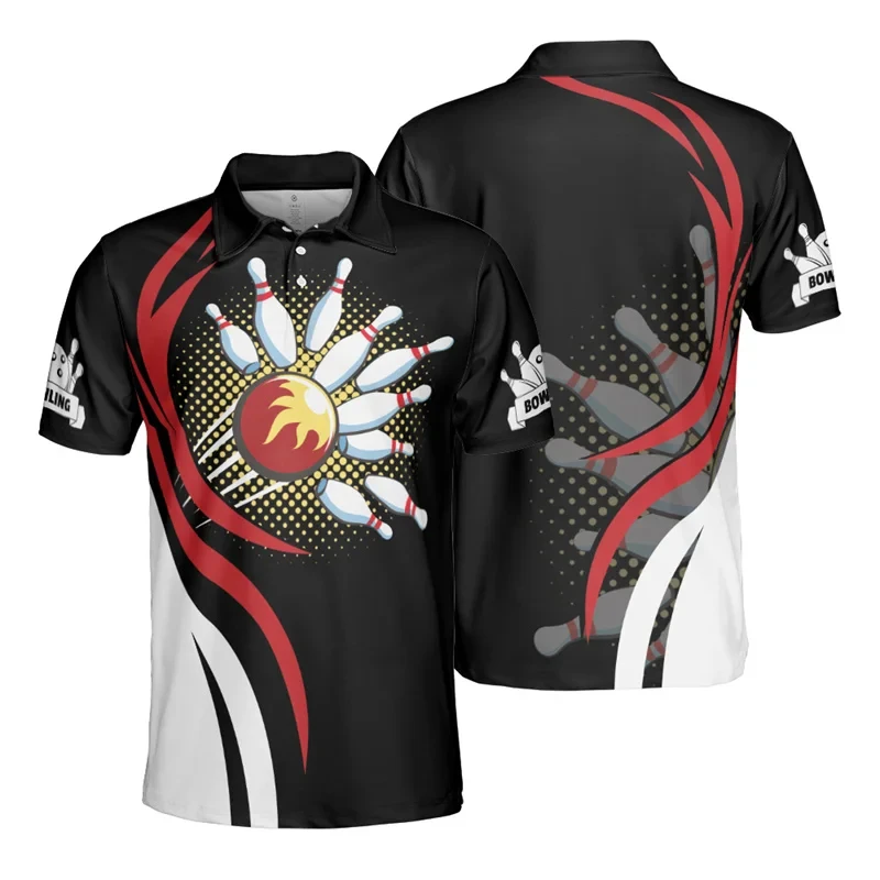 Fashion Golf Polo Shirt For Men Summer 3D Print Short Sleeve Tees Bowling Polo Shirts Quick Dry Street Tops Oversized T Shirt