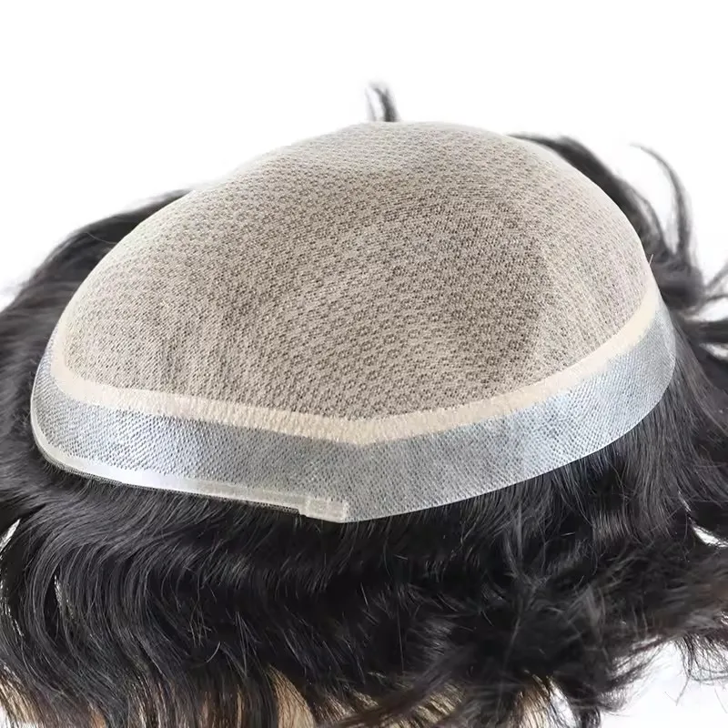 واقعية الرجال هيربيسي الحرير الأعلى بو حول الرجال الشعر المستعار الرجال الباروكات الطبيعية الأسود ريمي الأوروبي استبدال الشعر البشري الاصطناعية