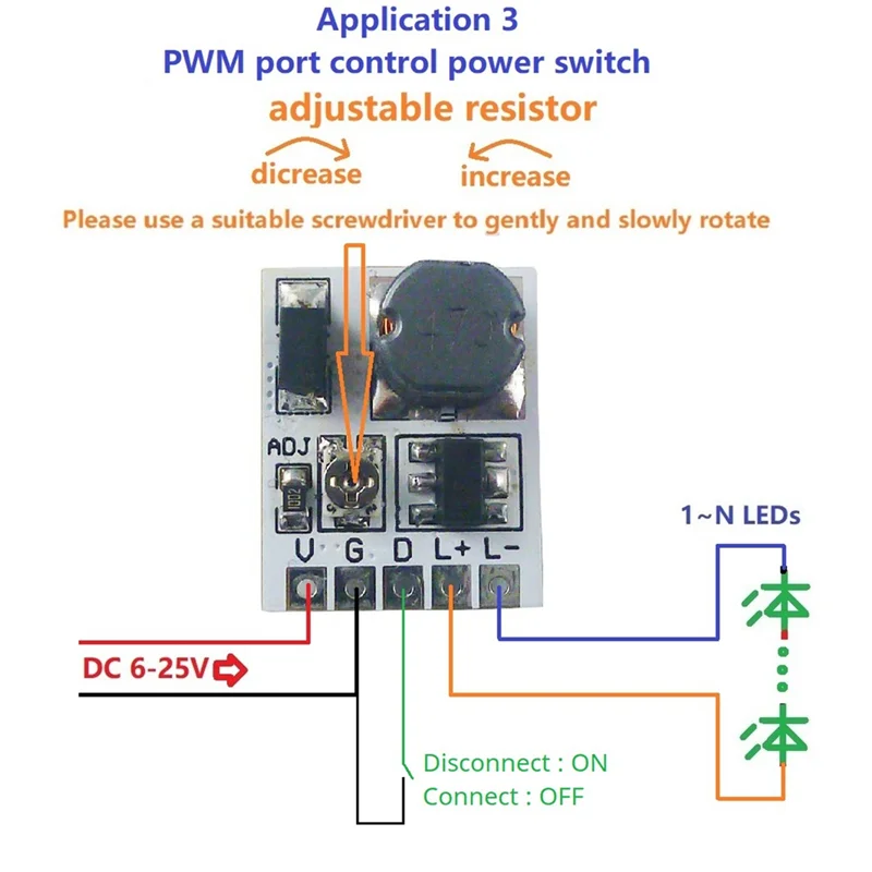 FFYY-DC 6-25V 12V 24V LED Dimming Control Module Board LD24AJTA_MINI 0-910MA Constant Current Adjustable PWM LED Driver