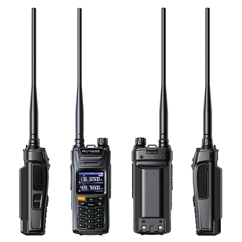 Ruyage-UV6D Air Band Walkie Talkie, GPS, 6 Bands, Amateur Ham, 999CH, VOX, DTMF, SOS, LCD Color, Police Scanner, Aviation