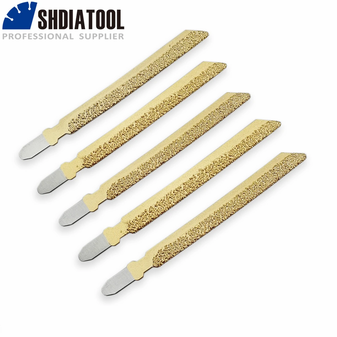 SHDIATOOL 5pcs 4" High Professional Quality Vacuum Brazed Diamond Jig Saw Blade For Stone, Very Fast Cutting Speed And Long Life