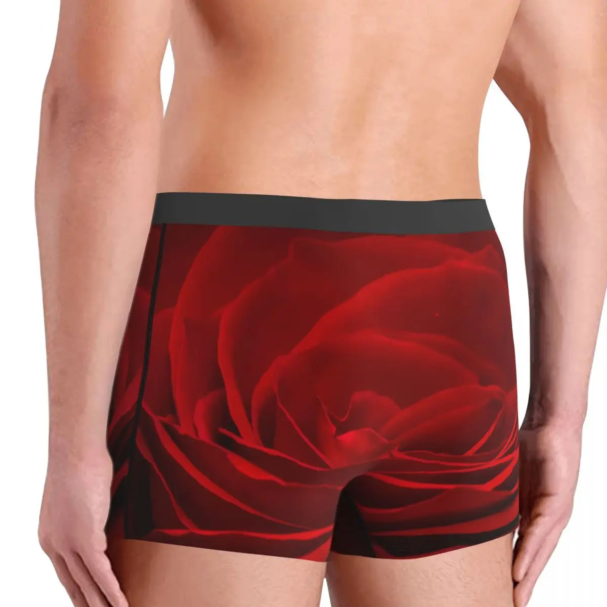 Sous-vêtements College de fleurs pour hommes, caleçons, caleçons, tronc commandé par sublimation, culottes chaudes, grande taille, rose sanguine rouge