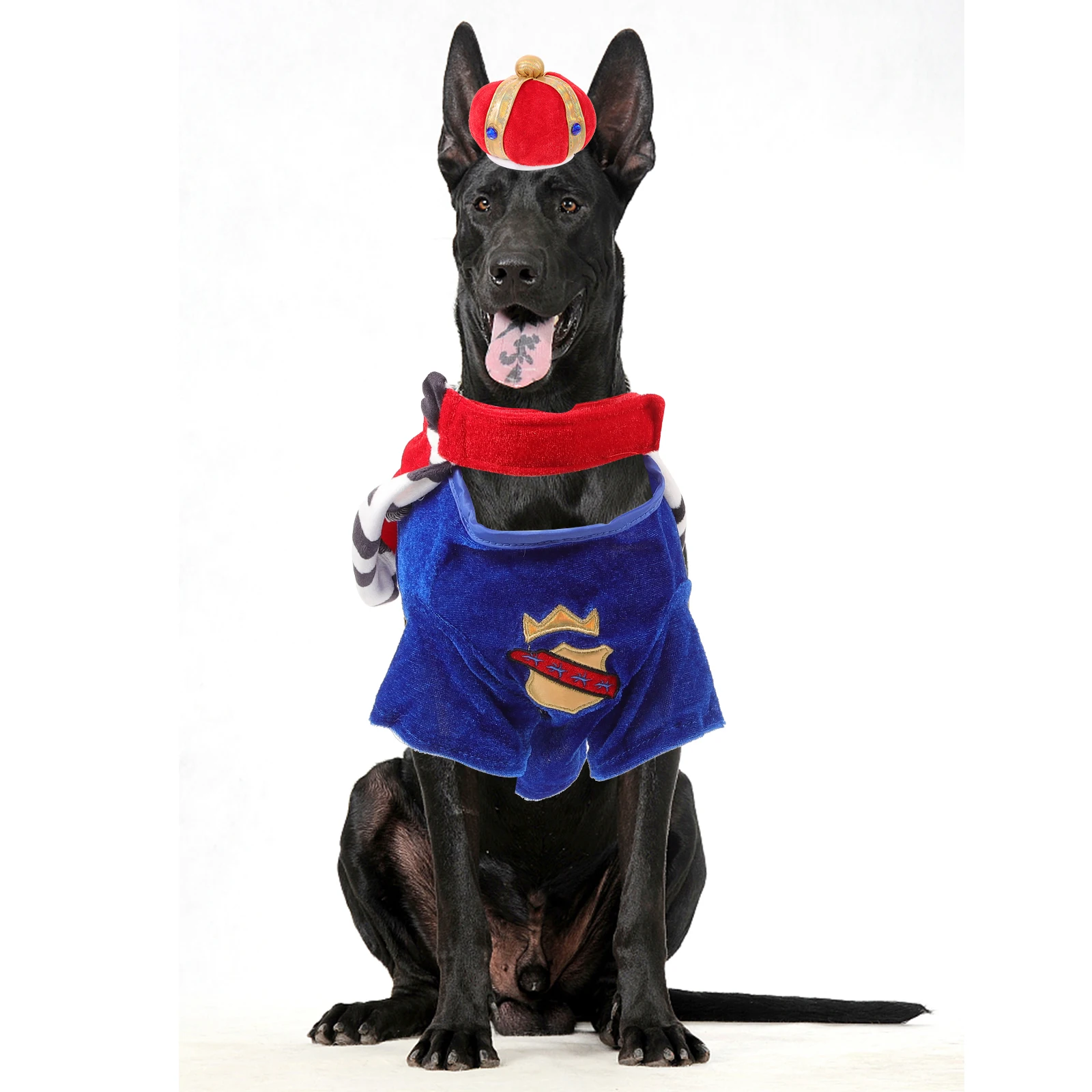 

1 Set Adorable Dog Cloak Pet Costume Crown Hat Color Matching Skin-Friendly Non-Fading Comfortable Stylish Overcoat For Cats