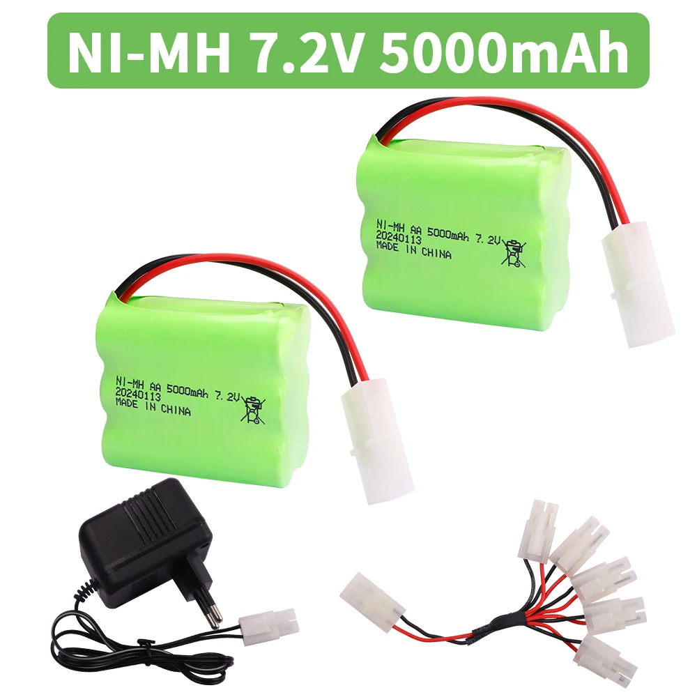 Akumulator 7.2V 5000mah ni-mh z ładowarką 7.2v do zabawki zdalnie sterowane łodzi samochodowych Robot Guns Tank Train NIMH AA 7.2v ładowalny akumulator