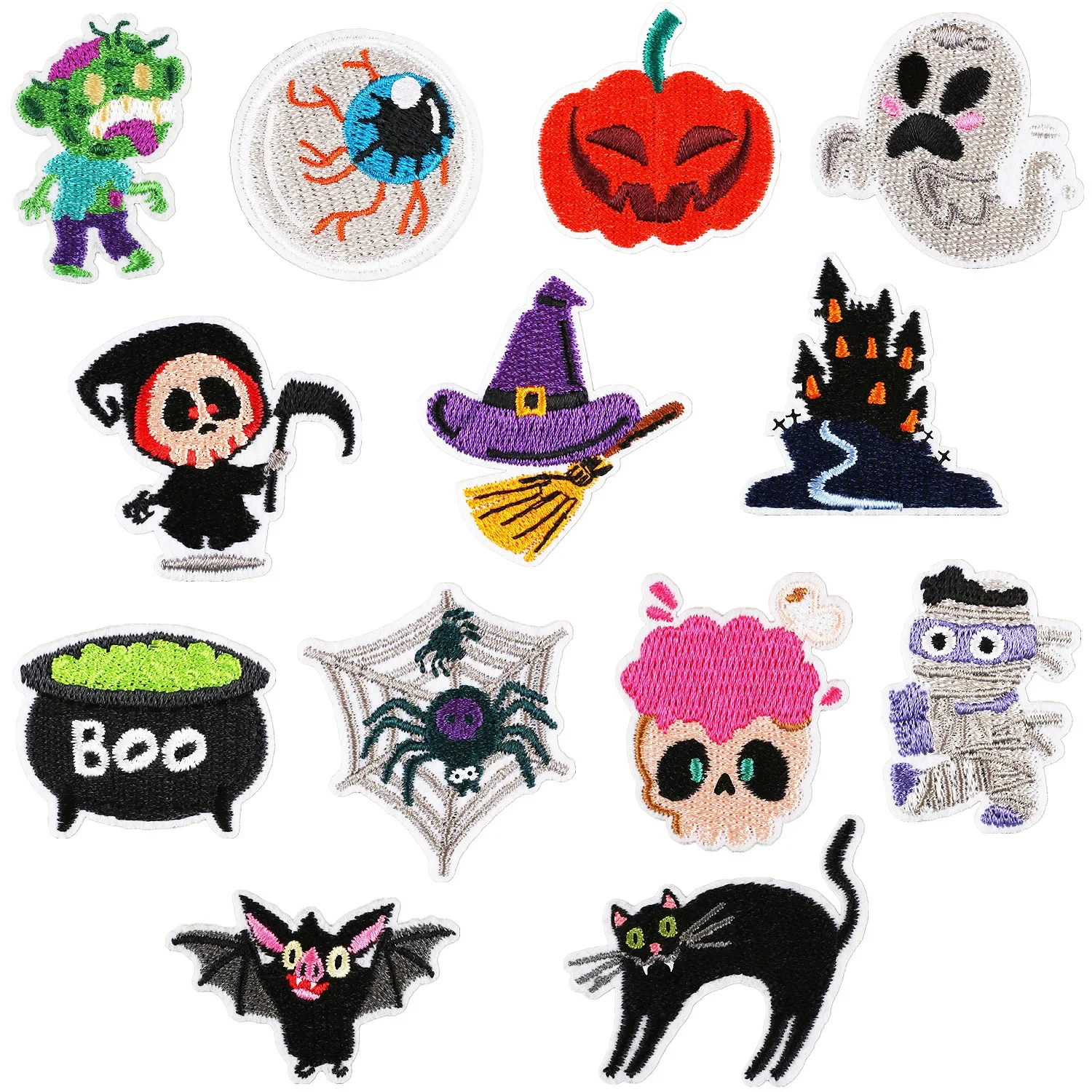 Halloween Embroidery Patches DIY Mummy Horror Zombie Iron on Patches for Clothing Spooky Decoration Party Accessories