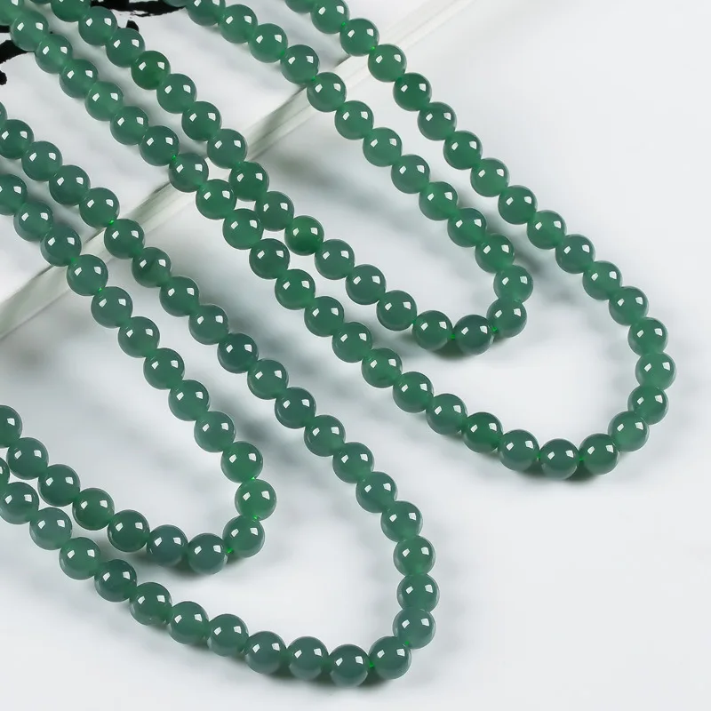 

Myanmar Mine Timber A- Level round Beads Wholesale Ice Waxy Kinds Jade Blue Water Necklace for Women