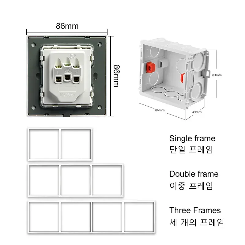 YINKA Plastic Panel Korean Standard Switch Frame Wall Switch Wall Socket TV Satellite 220V 1234GANG DIY Plastic Frame Part White